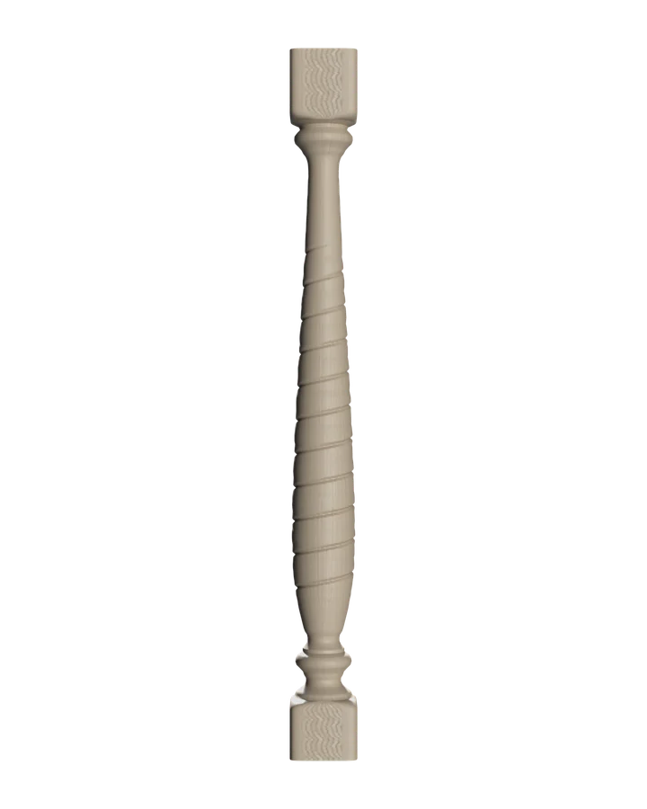 The same rope-twist baluster turned in white ash
