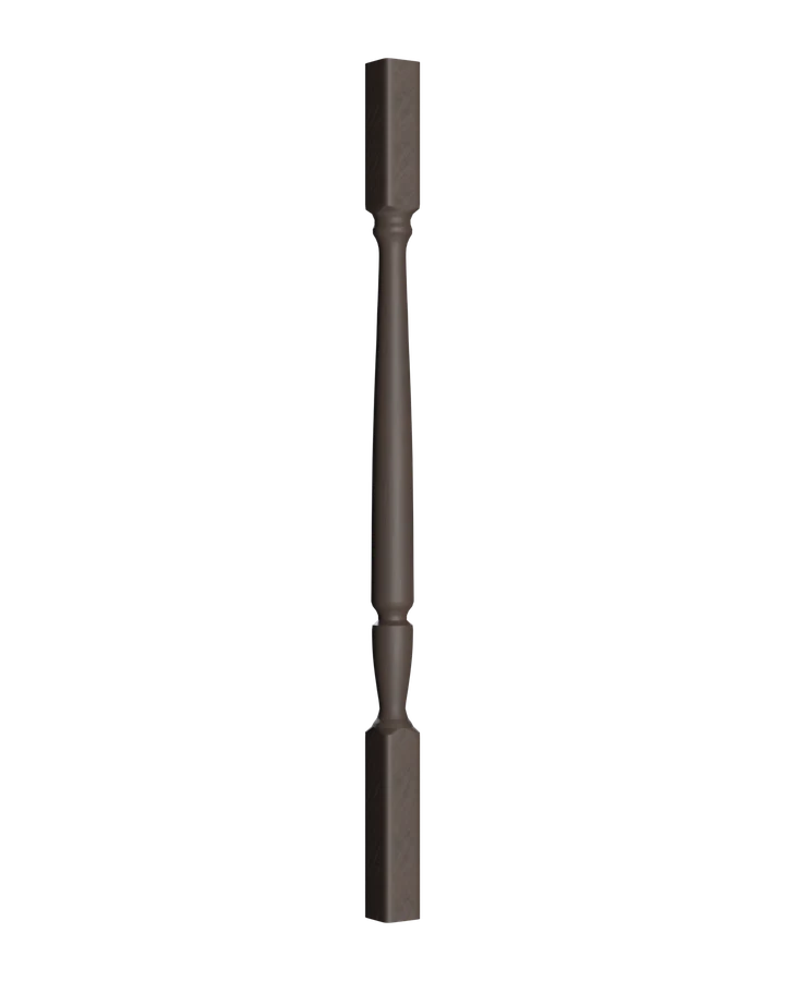 Turned post No. 102 in black walnut, rendered from its own measured drawing: a long square post, turned through the middle.